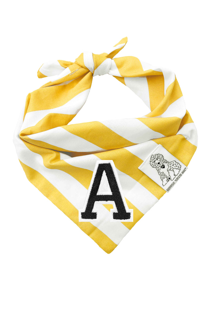 Dog Bandana Stripe - Yellow - Customize by adding Interchangeable Velcro Embroidered Patches